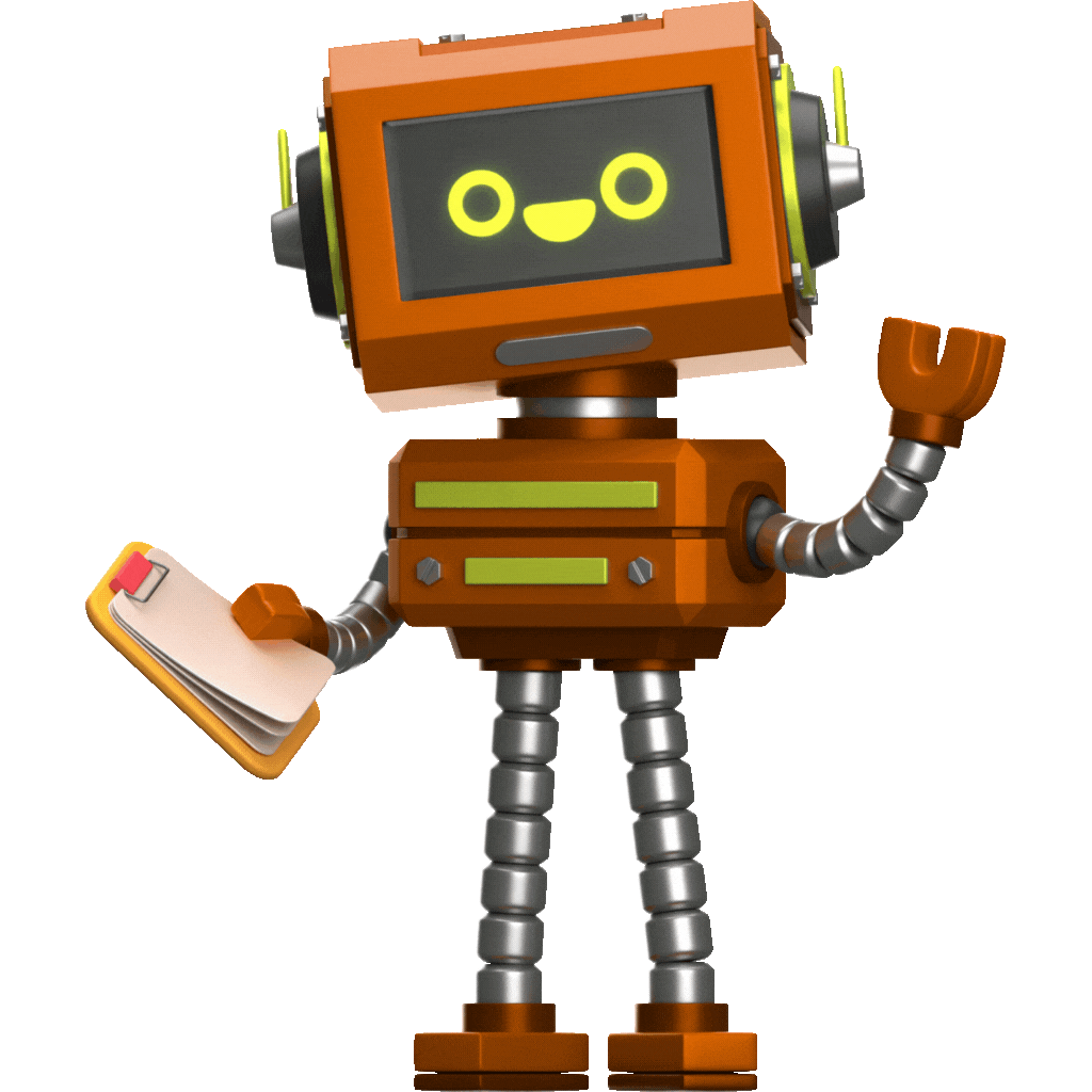 Robot naranja saludando